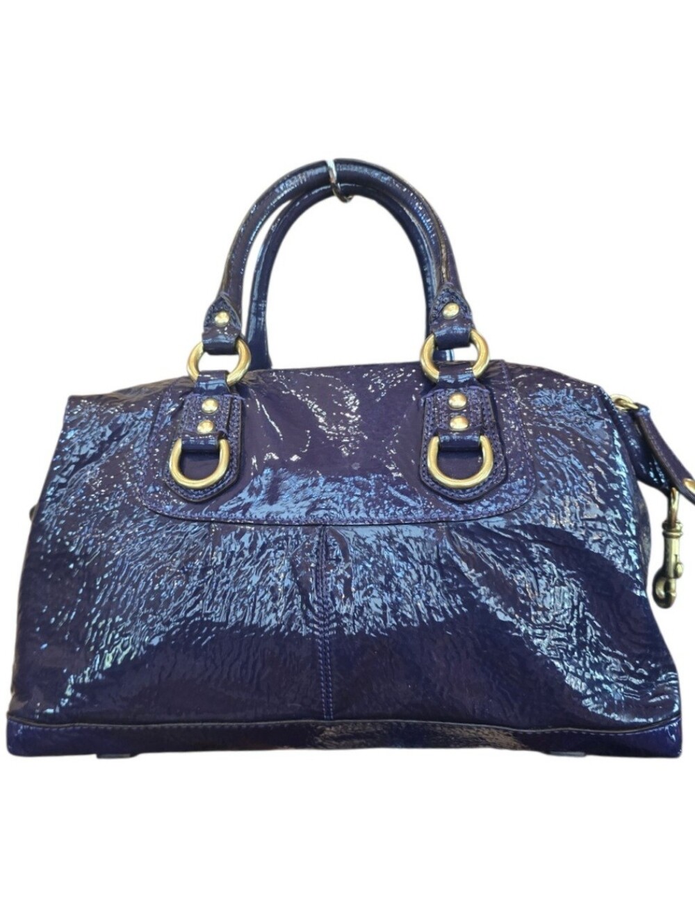 Coach Madison Sabrina Deep Plum Purple Crinkled Patent Leather Satchel - Picture 5 of 16